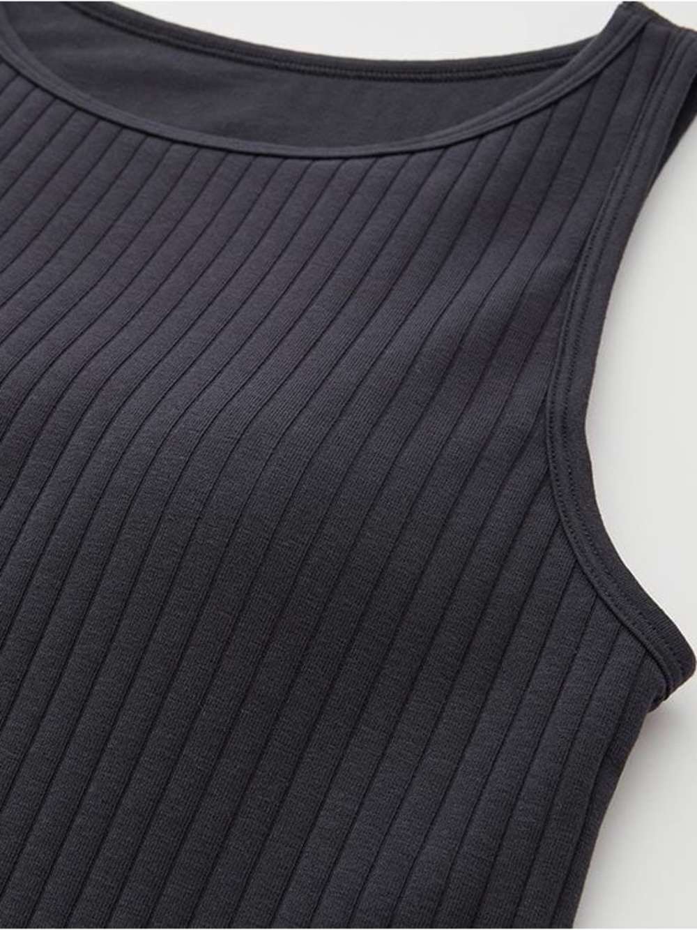Uniqlo Built in Bra Ribbed Tank Top - Dark Grey